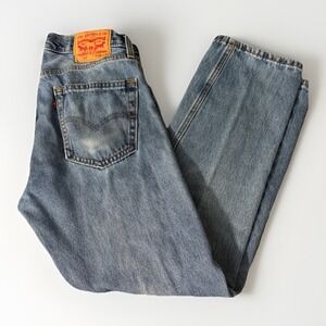 Levi's 505 Jeans Men's 30x30 Blue Light Wash Straight Regular Distressed Denim